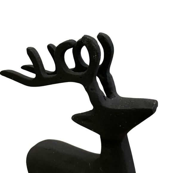 Set of 2 Black Metal Christmas Reindeer 11in Made in India Holiday Decor New - Picture 15 of 16